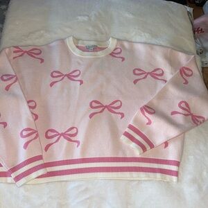 Coquette girl, pink bow sweater 🎀🎀🎀